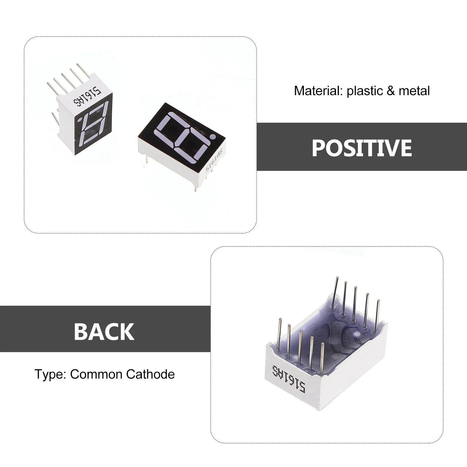 

20 шт. универсальных красных 10-контактных 1-сегментных 0,5-дюймовых светодиодных модулей дисплея с высокой стабильностью отображения