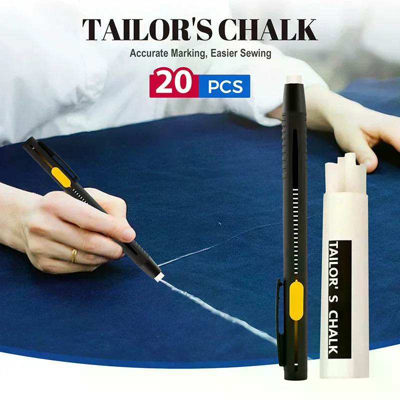 2 Pens+20 Premium Refills Chalk Pencil Patchwork Disappearing Fabric Marker Pens For DIY Craft Sewing Marking Chalk Sewing