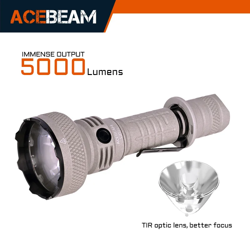 ACEBEAM L35 2.0 Tactical Flashlight 5000LM Super Bright 650M Long Range XHP70.3 HI LED Flashlights with Dual Switch