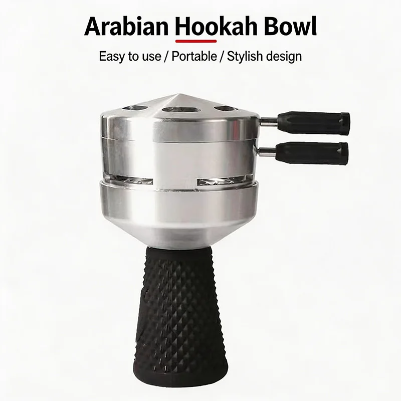 Hookah Charcoal Holder Heat‑Resistant Metal Charcoal Bowl with Handle Detachable Shisha Coal Tray Hookah Bowl Accessory for Bar