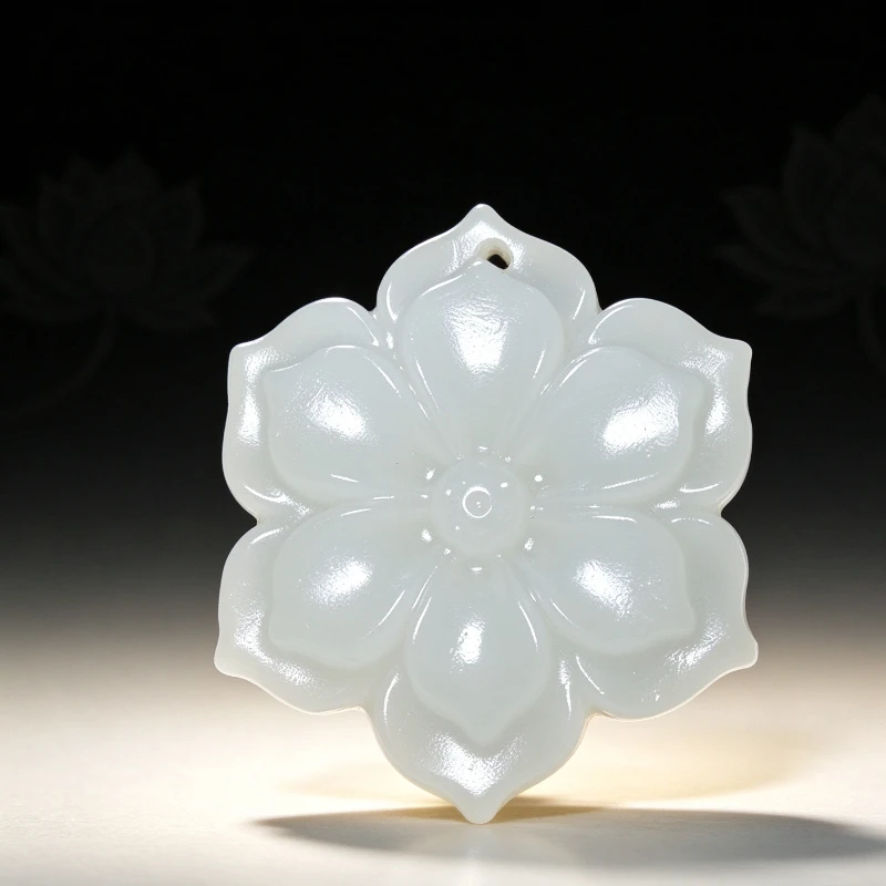 Afghan White Jade Six-petal New Popular Versatile Pendant for Men and Women