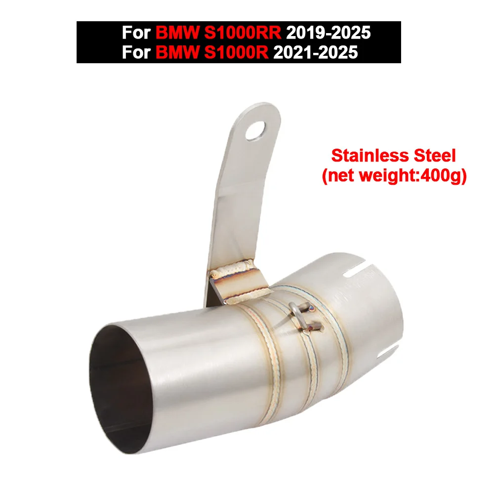 

60mm Motorcycle Exhaust Escape Systems Middle Link Pipe Muffler Stainless Steel For BMW S1000RR 2019-2025 S1000R 2021-2025