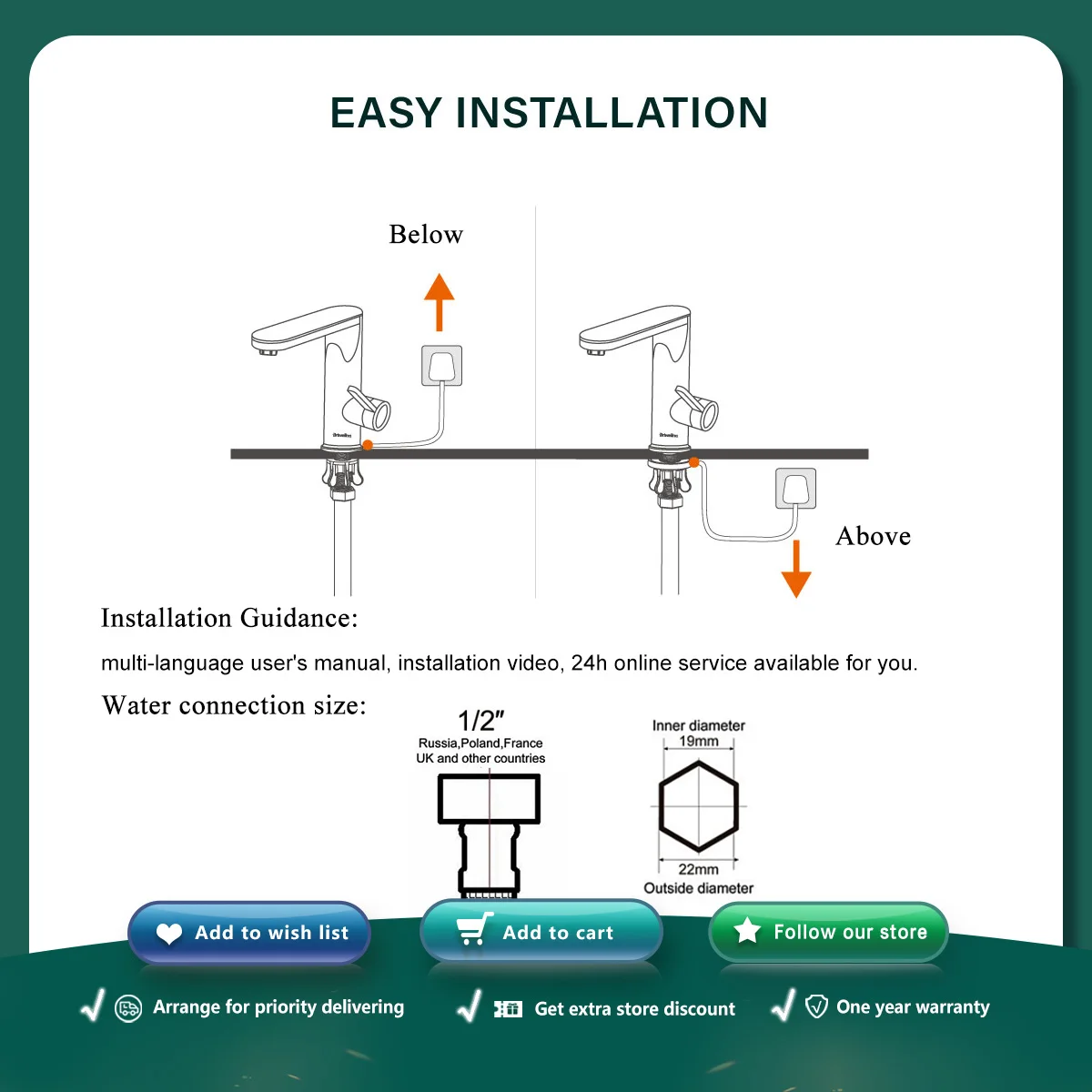 Briwellna Electric Water Heater Hot Water Faucet 2 in 1 Basin Tap Tankless Geyser 220V Instant Water Heater Faucet For Home images - 6