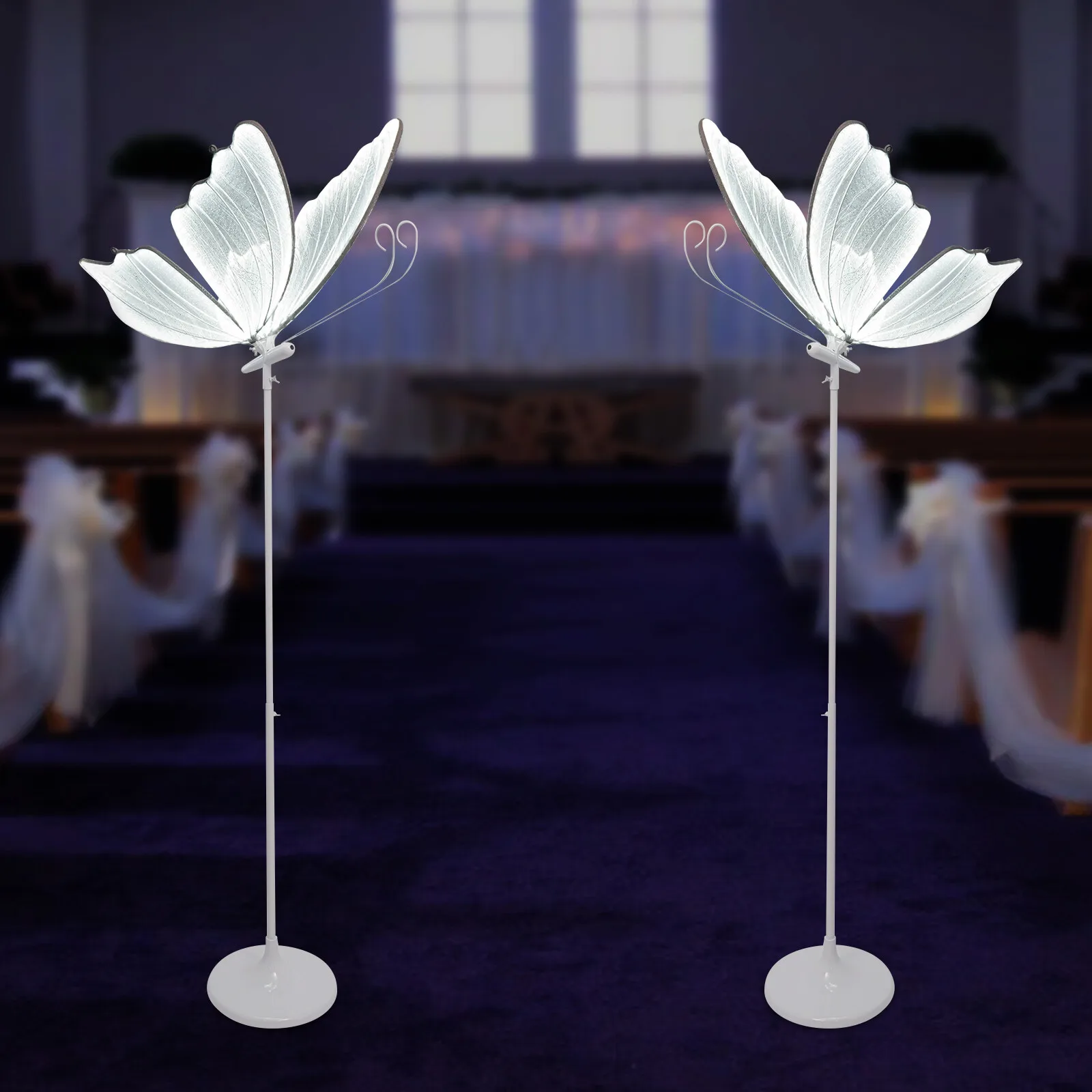 

2PCS 48W Butterfly Ceiling Lamp Adjustable Height Butterfly Hanging Decor Props, 23.6" 110V Wedding Butterfly LED Floor Lamp