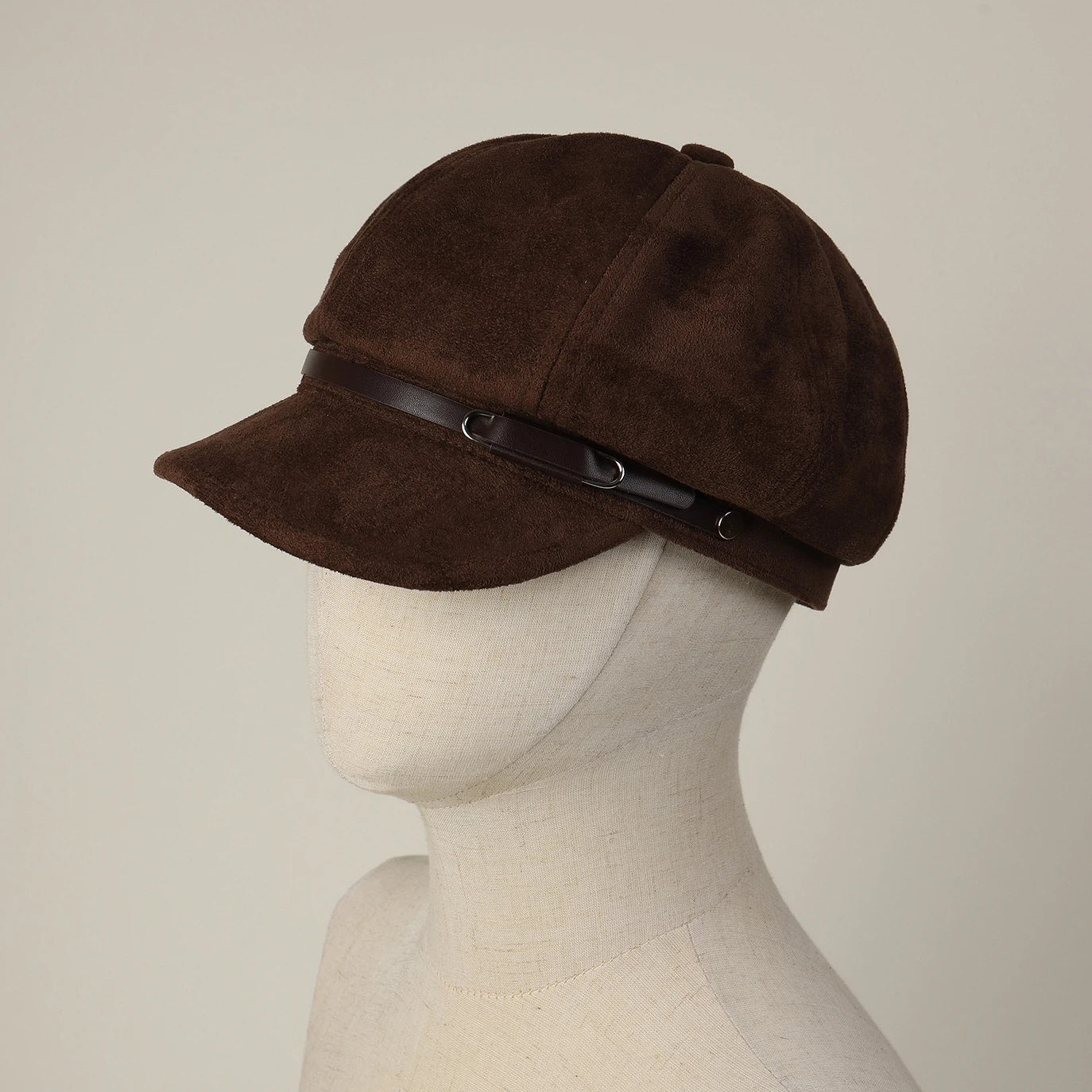 Female Vintage Suede Octagonal Cap Autumn 4 Solid Colors Camel Newsboy Hat Women Retro Berets Hats Winter Fashion Accessories
