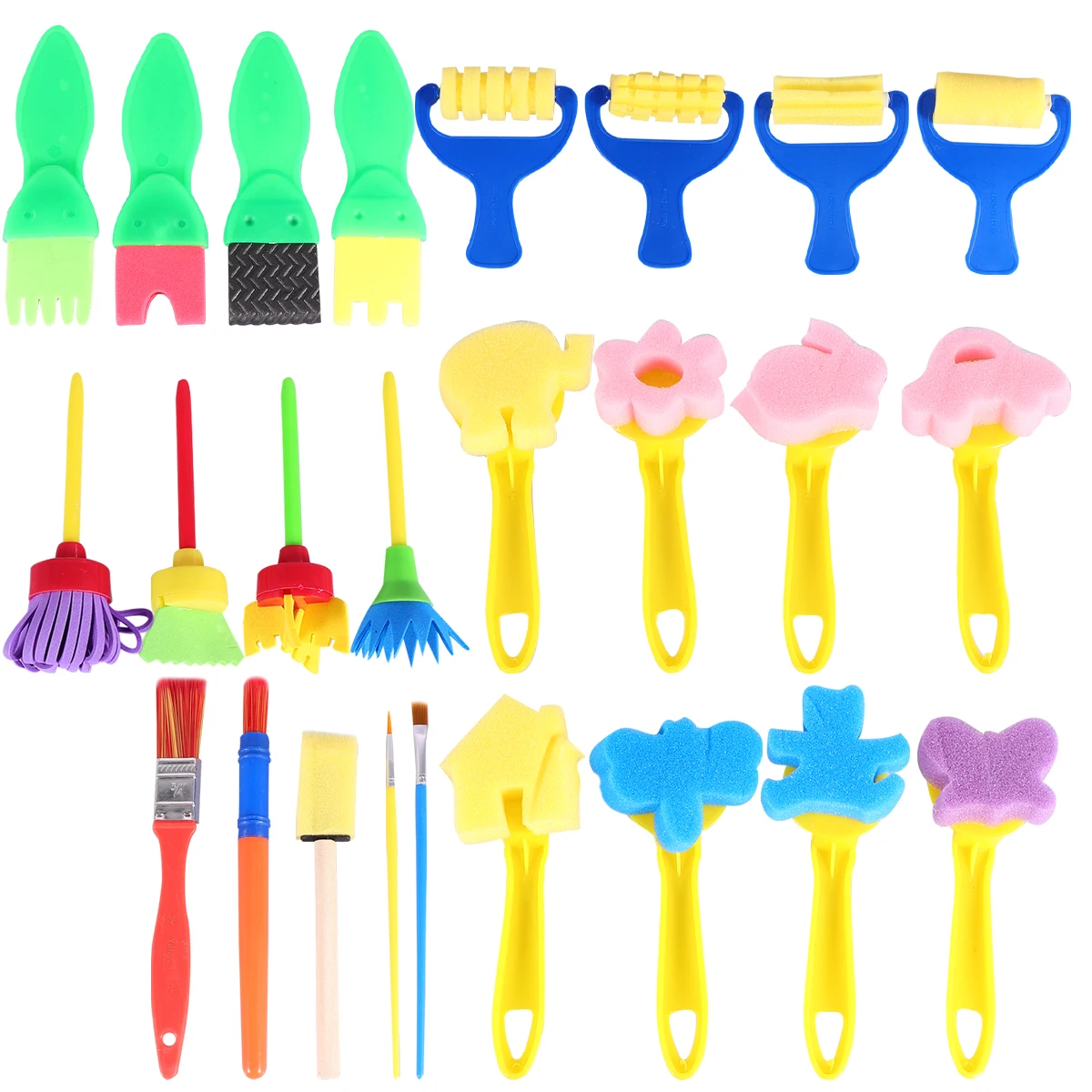 

25Pcs DIY Art Painted Sponge and Set Colorful Early Educational Graffiti Drawing Watercolor Pen Painting Art Supplies