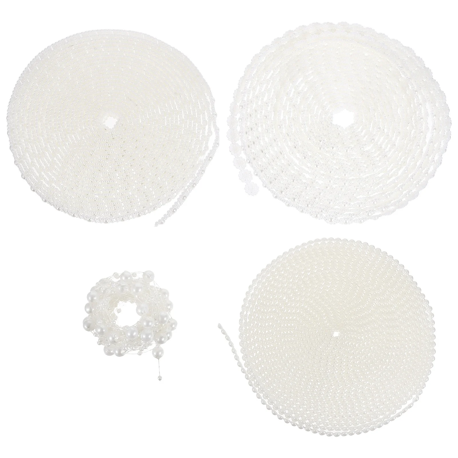 

4pcs 4 Rolls 5M Artificial Pearl String Beads Chain Faux Pearl Garland Roll For Wedding Party Christmas Tree Decor Craft String