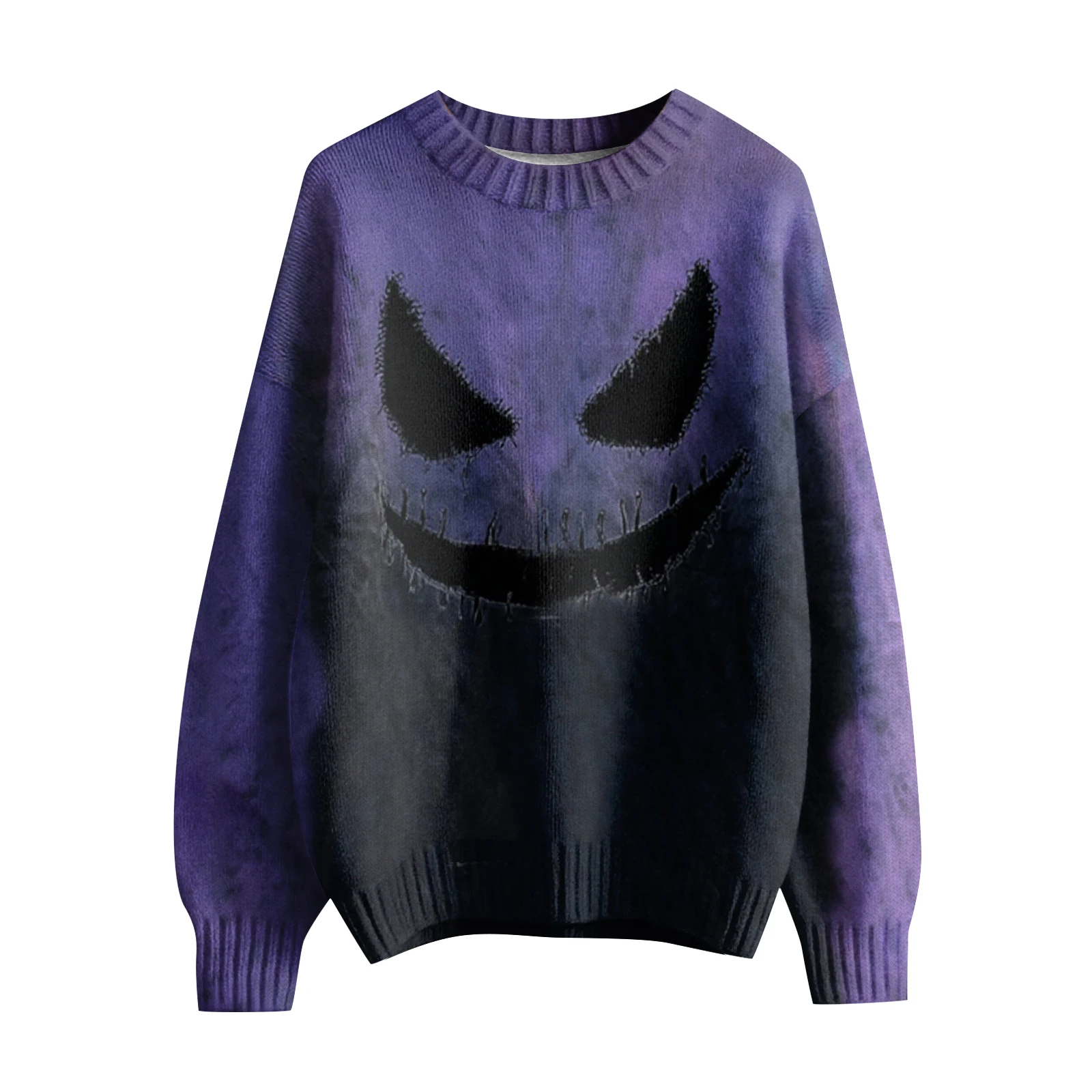 レディース長袖プルオーバーセーター、Oネックカジュアルキュートプリントニット、オーバーサイズセーター、冬服、女性用衣類