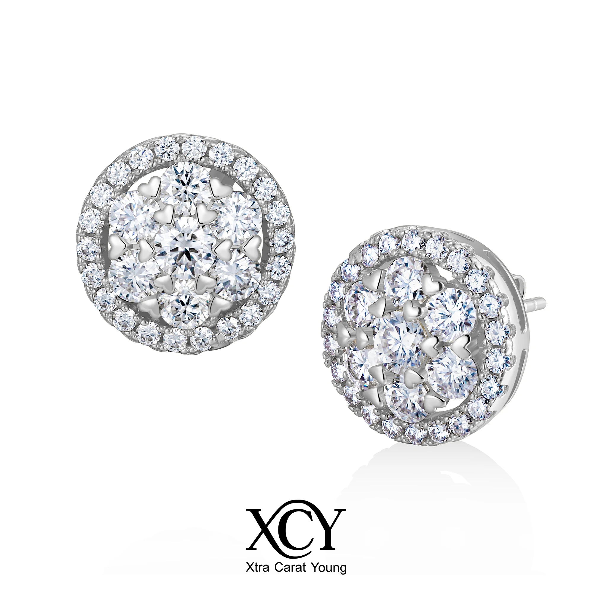 XCY Round Moissanite Stud Earrings for Women Man 925 Sterling Silver Hypoallergenic Sparkling Diamond Studs Fashion Jewelry Gift
