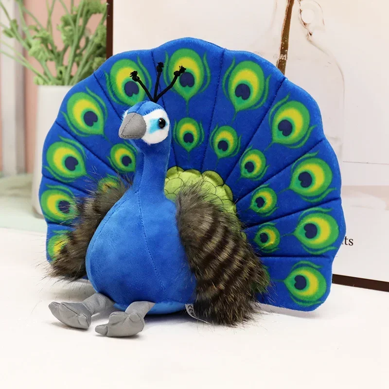 Creative Simulation Peacock Plush Toy Green Blue Peacock Spread Tail Beautiful Plush Doll Quality Stuffed Cotton Adorns Bedroom