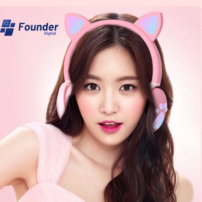 

3C Founder Cute Cat Claw Bluetooth Headset Cat's Ears Steamed Cat-Ear Shaped Bread Headset Live Voice Call Hot Cross Border 2024