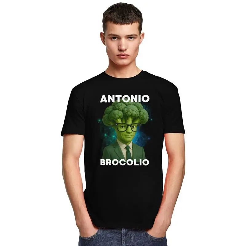 Антонио Brocolio, итальянская футболка Brainrot Meme Broccoli для мужчин, футболка из 100% хлопка, уличная футболка с короткими рукавами, облегающая футболка