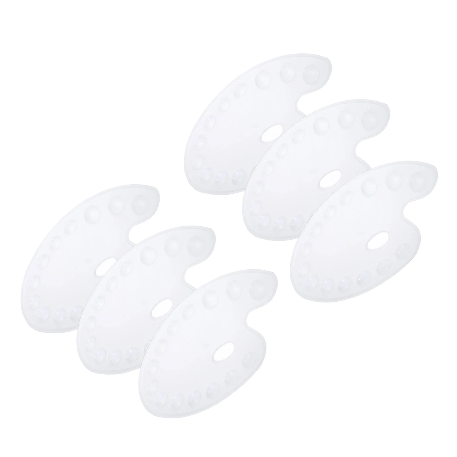 

6Pcs 14 Wells Paint Tray Palette Painting Pallet Holder Oval with Thumb Hole Plastic Mixing Palette for Watercolor Painting Art