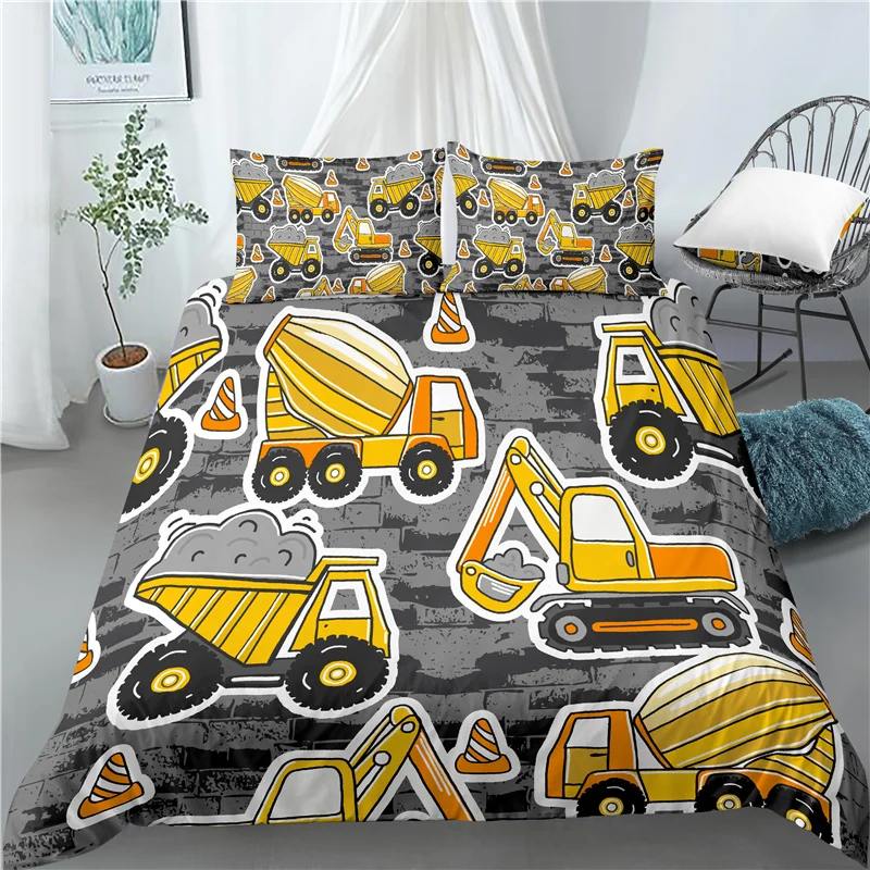 

Queen and King 3D Concrete Truck - Printed Bedding Sets with Comfortable Duvet Cover and Pillowcases for Home Living