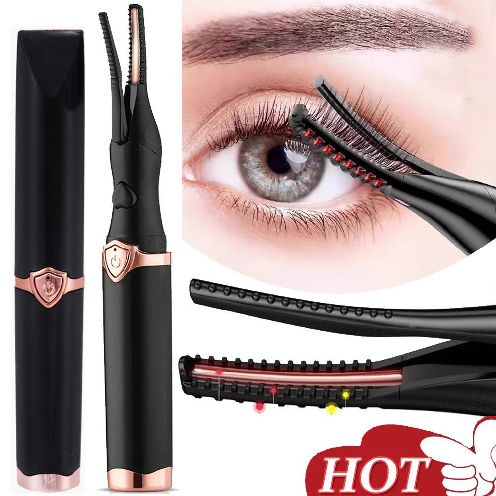 Electric Heated Eyelash Curler with USB Rechargeable Eyelashes Curler Quick Heating Natural Eyelash Curler Long Lasting Makeup