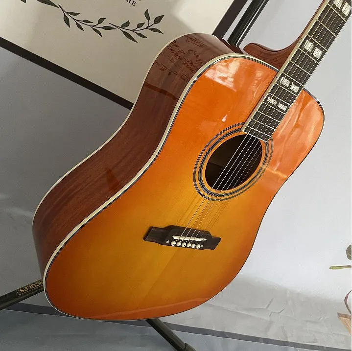 

New 41' Acoustic Guitar Orange Solid Spruce Top Rosewood Fretboard