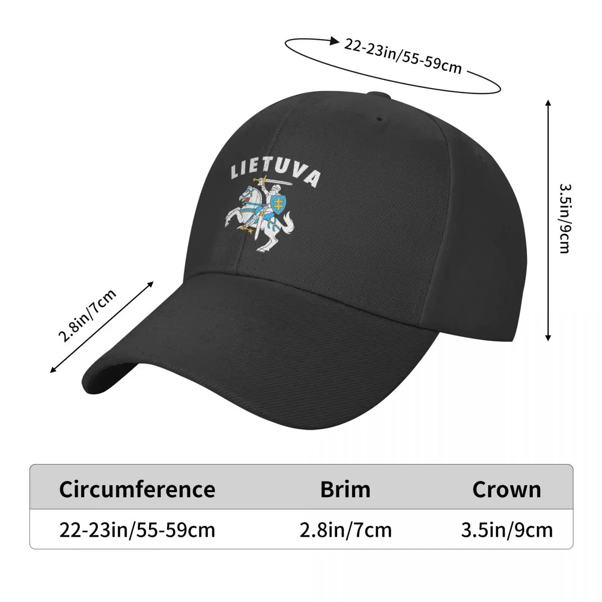 Punk Lietuva Lithuania Coat Of Arms Baseball Cap Women Men Breathable Dad Hat Outdoor Snapback Hats