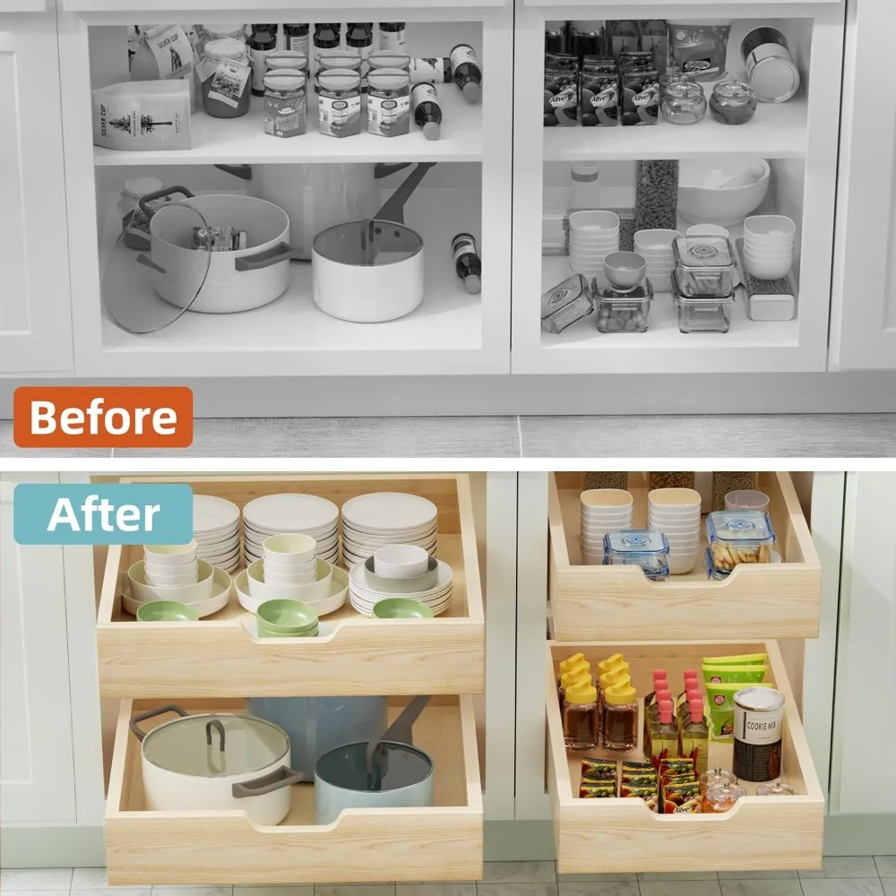 Soft Close Slide Out Drawers 13.5 Wide x 21 Deep for Kitchen Cabinets, Pull Out Shelves, Cabinet Storage Solutions