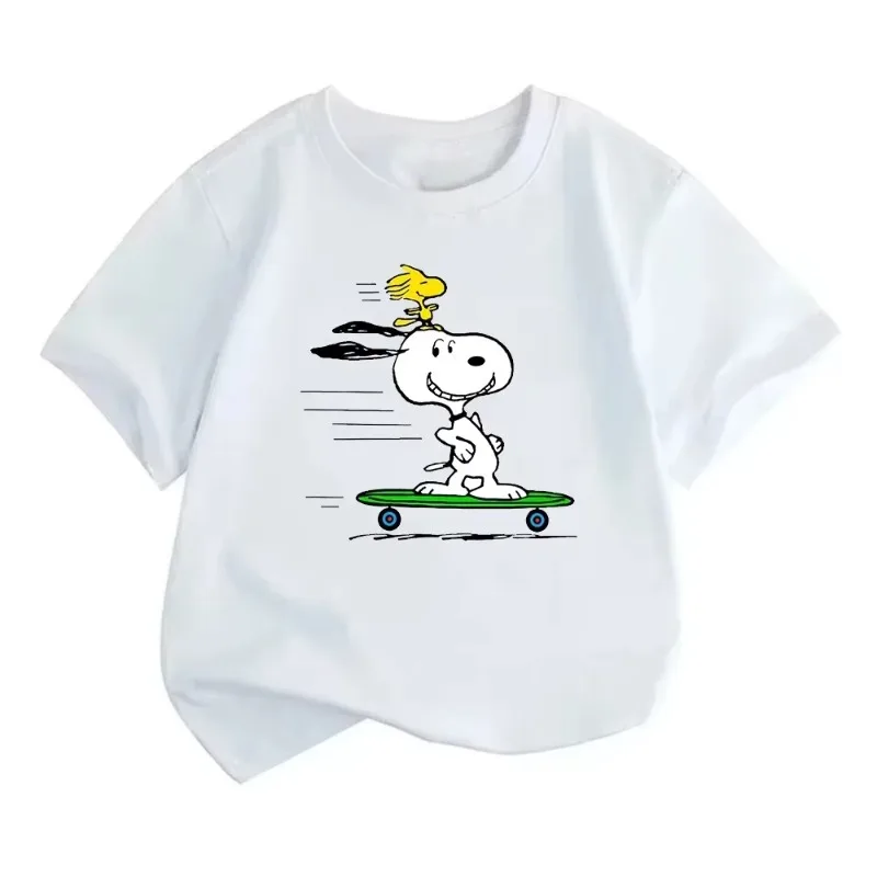 

Cartoon Snoopy Print T-shirt Summer Short Sleeve 2-12 Kids T-shirt Kids Boys Girls Clothes Casual T-shirt Cotton Harajuku Tops