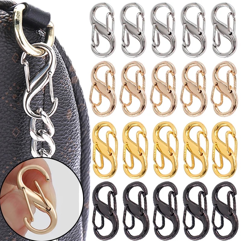 Metal Clip Metal S-shaped Hooks Double-button Necklace Extend Linker Bag Chain Clips Push Switch Fastener Link Hook Jewelry Tool