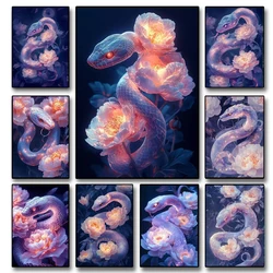 Diamond Embroidery Zodiac Snake Flowers 5D DIY Painting Animal New Arrival Rhinestones Picture Mosaic Cross Stitch Handmade Gift