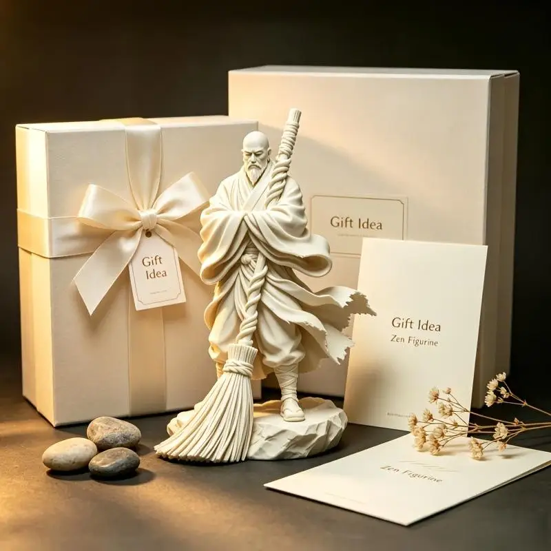 1Pcs Zen Oriental Monk Figurine With Flowing Robe Elder Sculpture Chinese Style Statue For Tea Room Meditation Table Decor