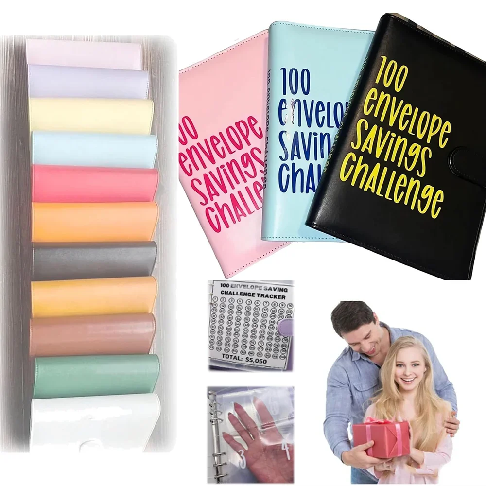 100 Envelope Challenge Binder Couple Challenge Event Notepad Savings Folder Budget Planner Book Money Envelopes Organizer Gifts