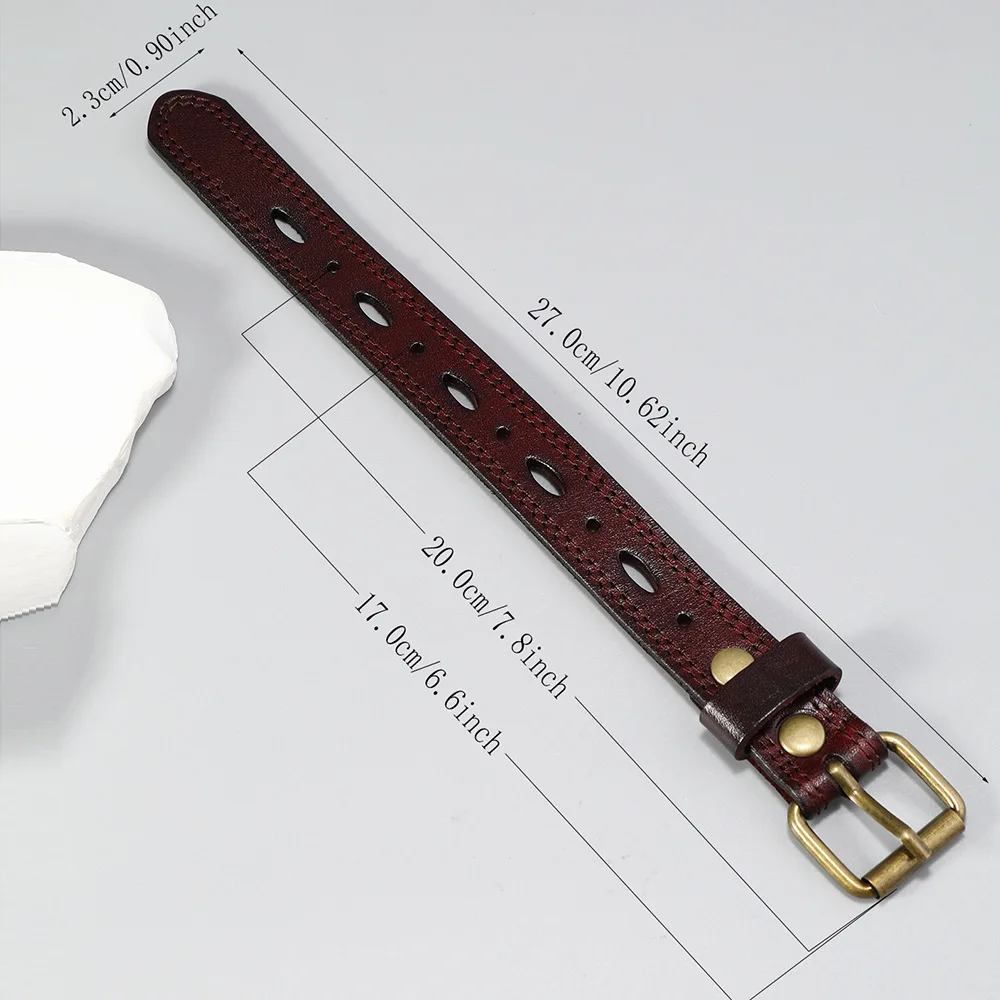Punk Cowhide Bracelets for Men Women Versatile Adjustable Wristband European and American Simple Creative Jewelry Accessories