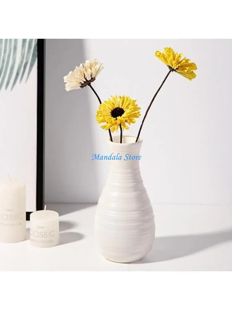 

U2JC Shatterproof Plastic Flower Vases In White Plant Holder Modern Desktop Decors