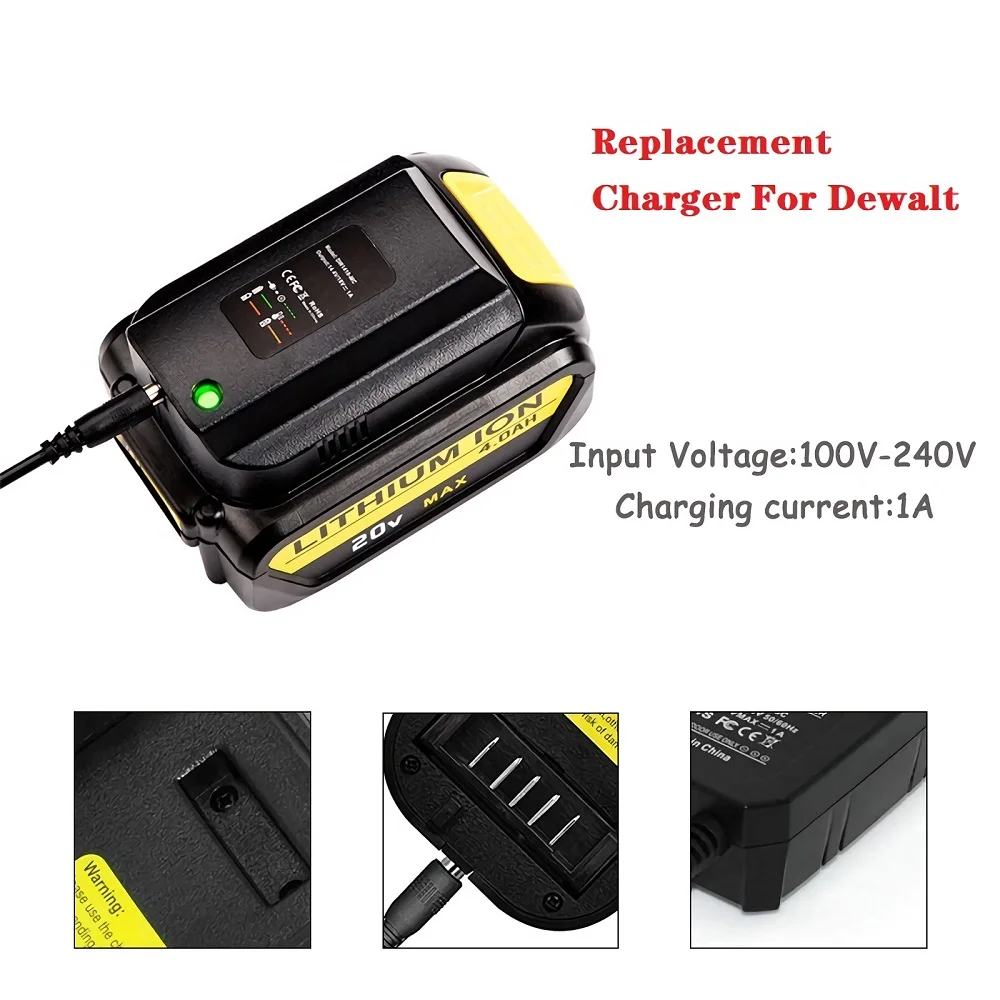 Fast Charging Station Li-ion Battery Charger Replacement for Dewalt Lithium 10.8V 12V 14.4V 18V 20V DCB101 DCB140 DCB105 DCB200