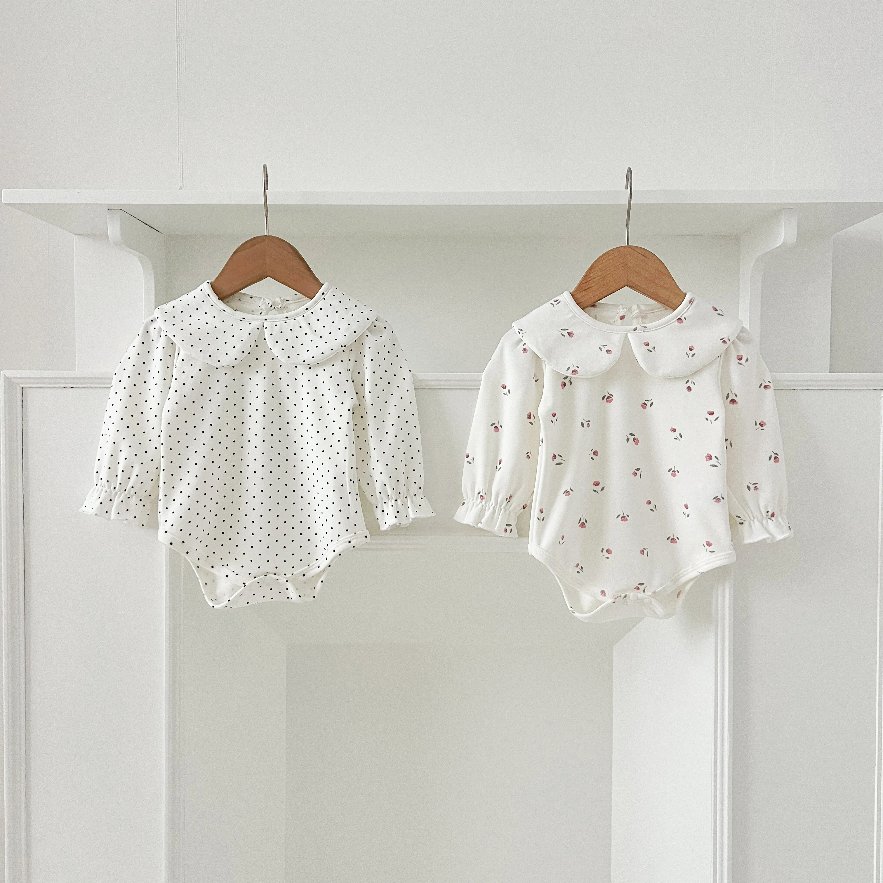 Herbst 0-24M Baby Mädchen Kleidung Kleinkind Baby Jungen Mädchen Strampler Weiß Infant Baby Mädchen Overall Frühling blume Punkte Baumwolle Strampler – Detail 17