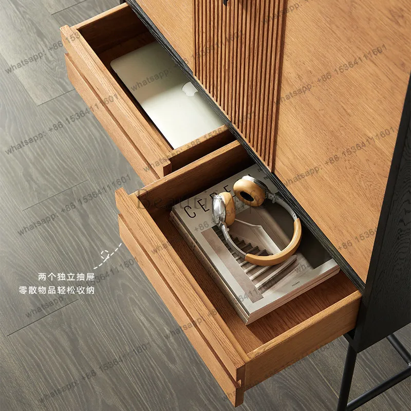 Factory Direct Modern Simple Color Matching, Storage, Wabi-sabi Wind Designer, Solid Wood High Dining Side Cabinet