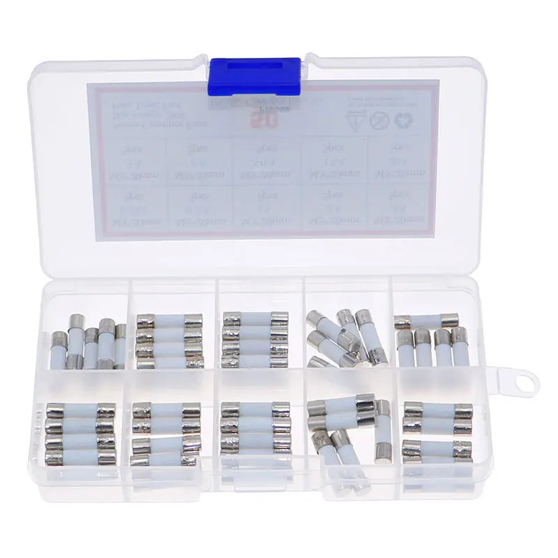 50pcs 10 Value 5mm x 20mm Fast Ceramic Fuses Tube Assortment Mixed pack kit 250V 0.25A 0.5A 1A 2A 3A 5A 8A 10A 15A 20 AMP