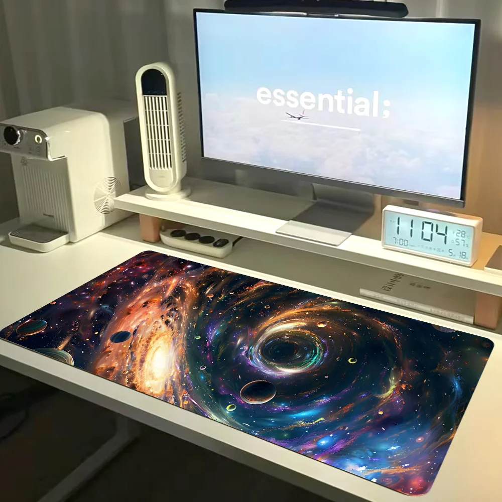 Mouse Pad Large Table Pad for Computer Galaxy Design Mousepad With Non-Slip Rubber Base Stitched Edge Deskpad PC Desk Mat