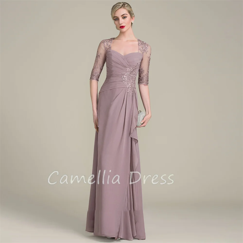 

New Sweetheart Mother Of The Bride Dress A-line Floor-Length Chiffon Lace Formal Dresses Vestidos Mae Da Noiva Casamentos