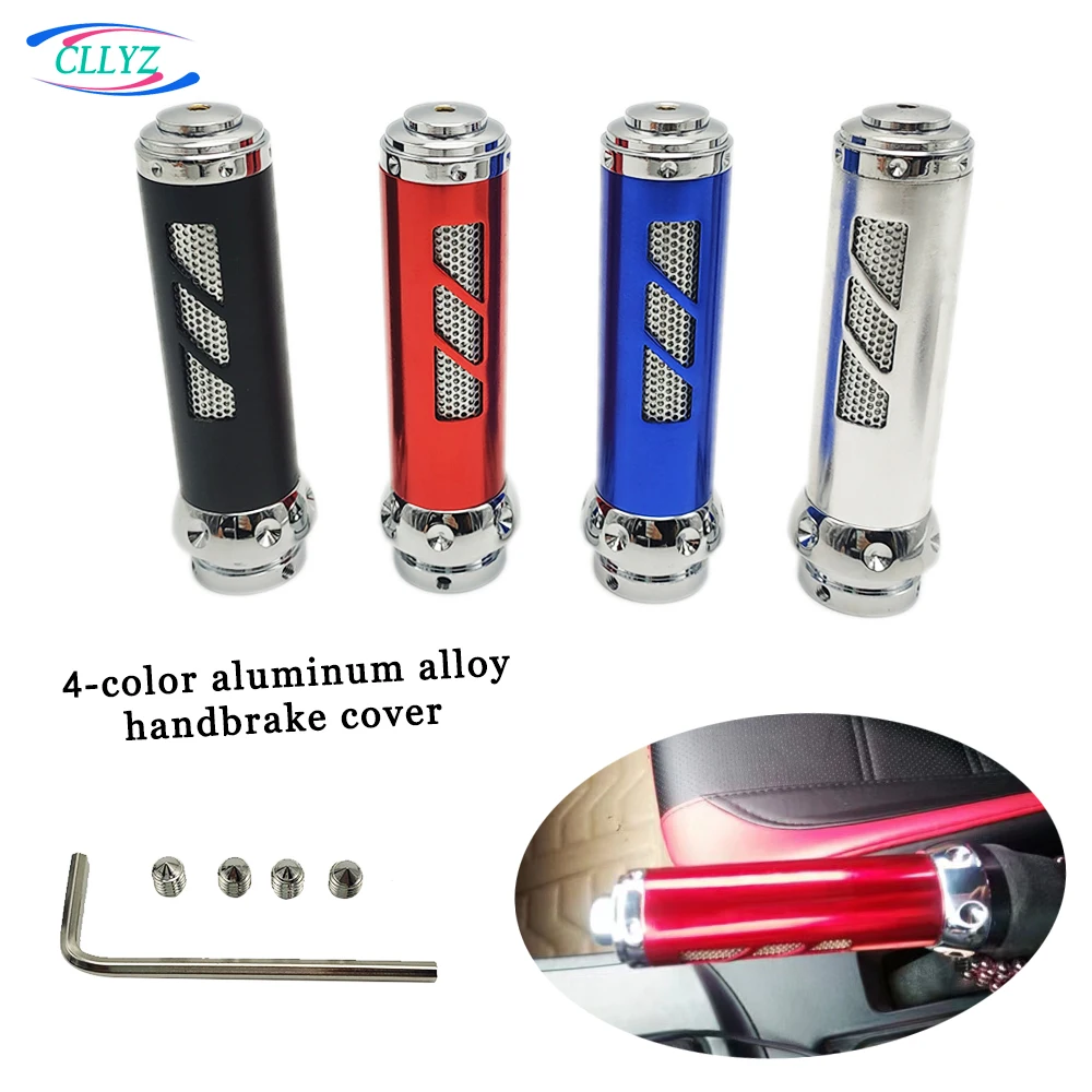 CLLYZ Cubierta de freno de mano de aluminio Universal 4 colores opcionales Cubierta protectora de manija de freno Accesorios interiores de coche
