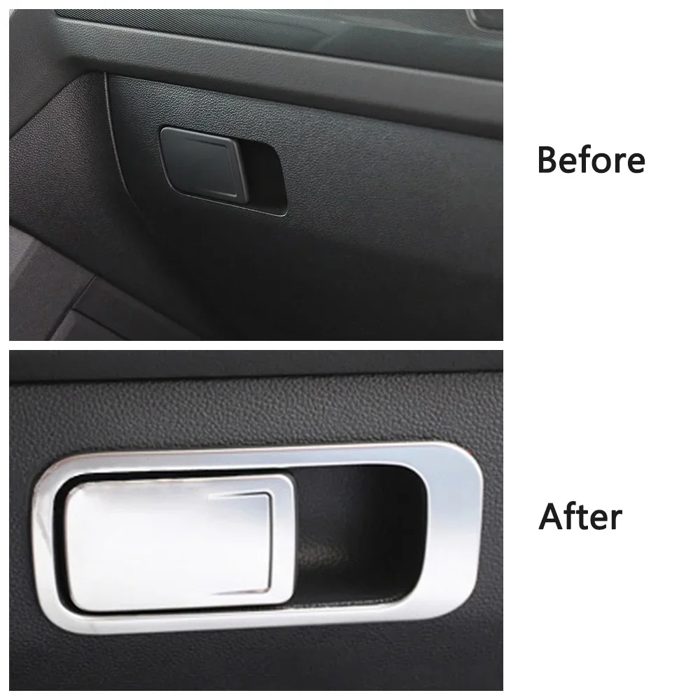 For Volkswagen VW Tiguan MK2 2017-2019 Storage Box Glove Box Glovebox Switch Button Cover Trim Stainless Steel Sticker