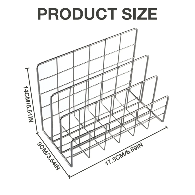 Organizzatore di riviste in metallo Porta libri in filo di ferro Porta riviste da scrivania a 3 scomparti per libri di riviste Libro di ricette