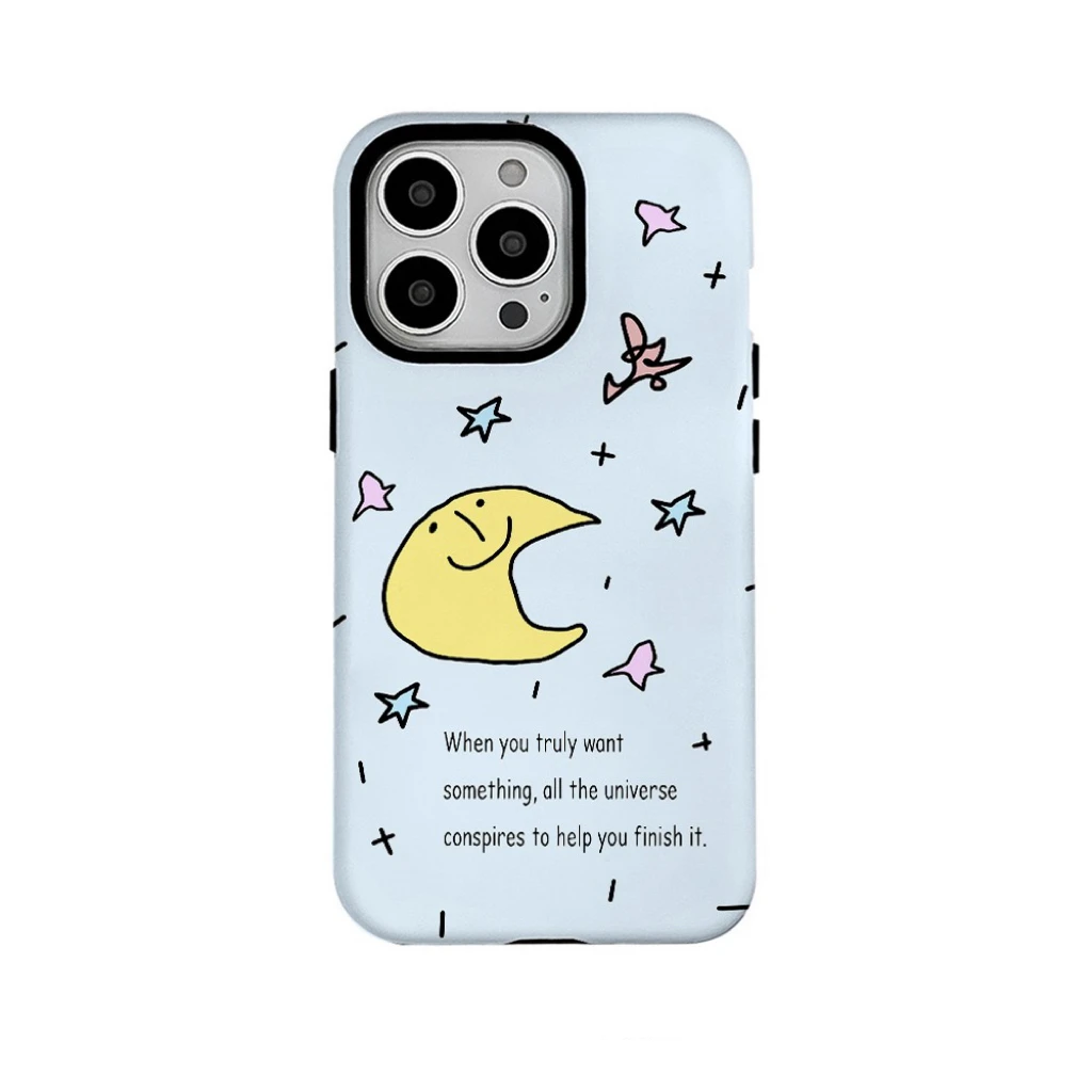 

Ins Korean Blue Goodnight Moon Stars Case for IPHONE 16ProMax 15 14 13 12 11 PRO XR Acrylic TPU Two in One Magnetic Phone Cases