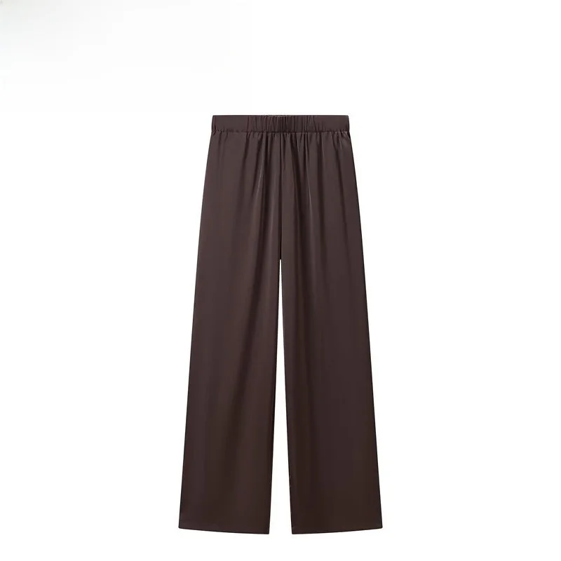 Fashionable Straight Leg Satin Casual Pants for Women Versatile Elegant Personality Cleanfit Style Polyester Fiber Natural Waist