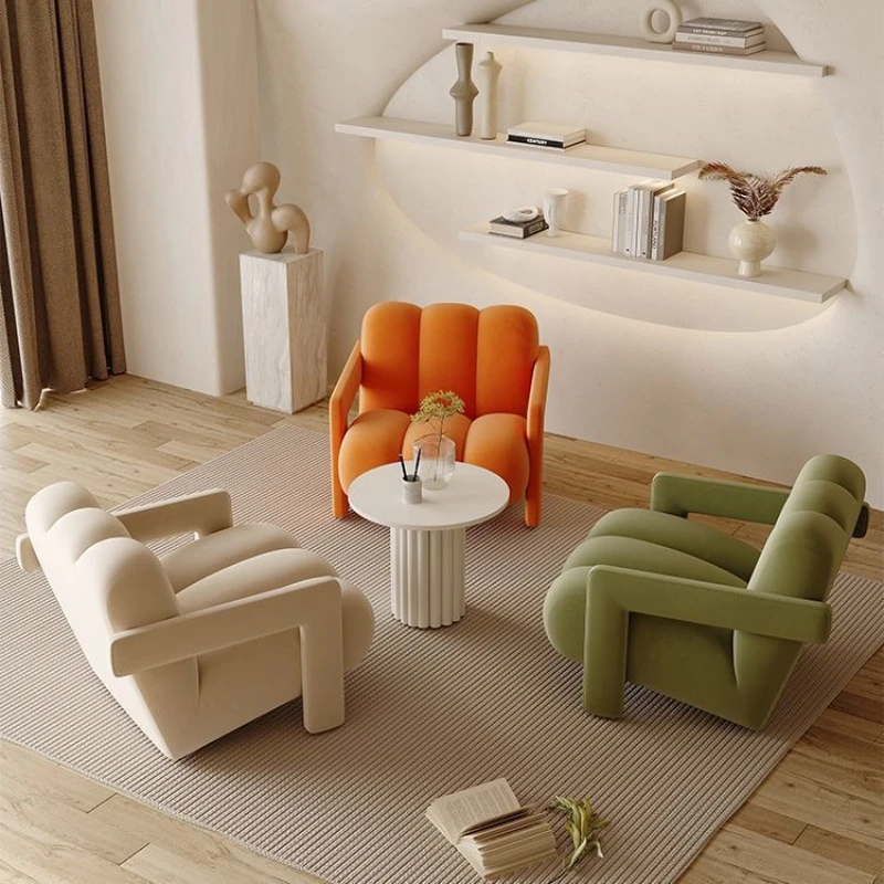 

Cream wind sofa single chair designer Internet celebrity modern simple leisure lazy special-shaped sofa