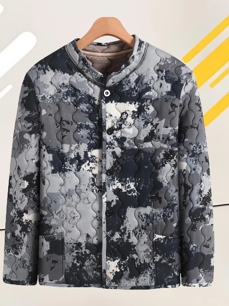 

Утепленная хлопковая камуфляжная куртка для мужчин среднего возраста: теплая рабочая одежда для переездов, ремонта и защиты от холода