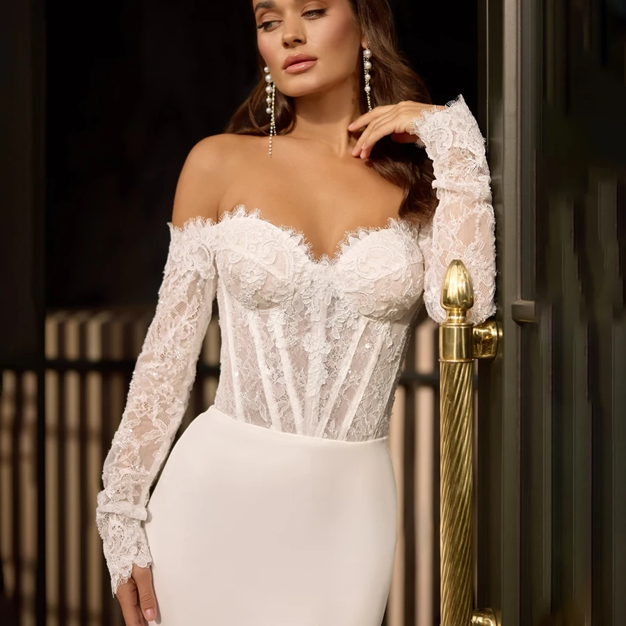 

Роскошное свадебное платье-футляр в форме сердца по индивидуальному заказу, кружевное свадебное вечернее платье с иллюзией декольте, официальное свадебное платье