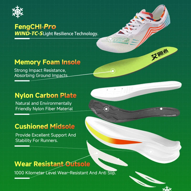 IRUNSVAN Christmas Limited Edition Nylon Carbon Plate Marathon Men's Running Shoes Outdoor Breathable Women's Tennis Shoes