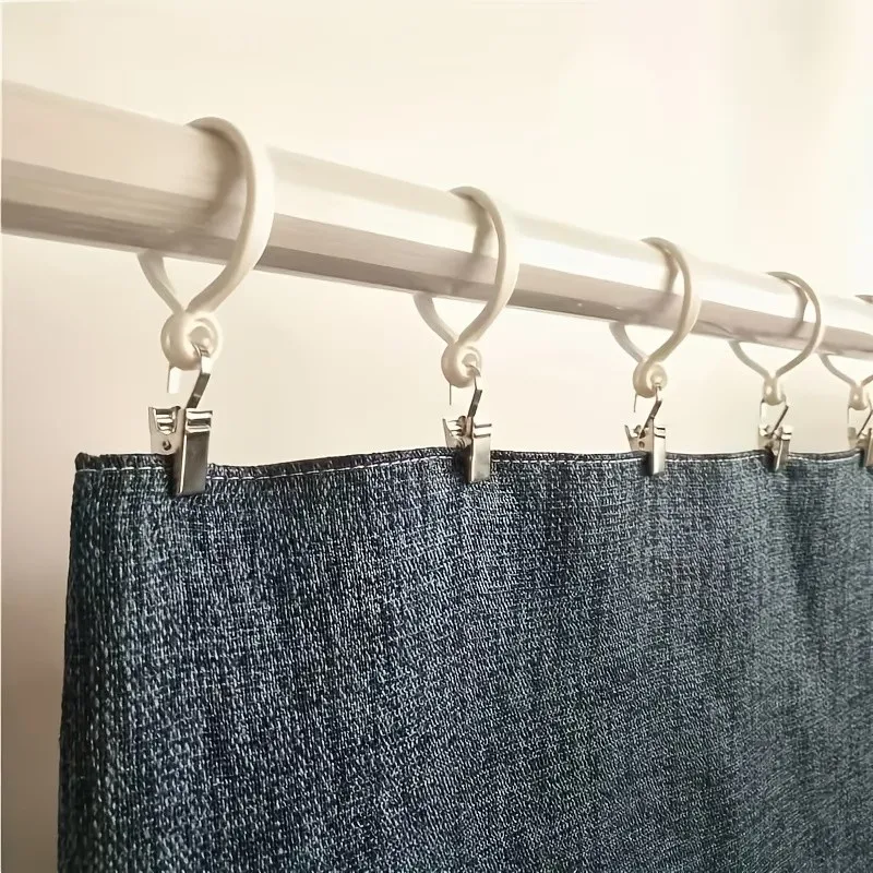 11 pcs Smooth Sliding Plastic 35mm No-Rod Removal Curtain Clips, great for Living Room Drapery, No Rod Removal Needed, White