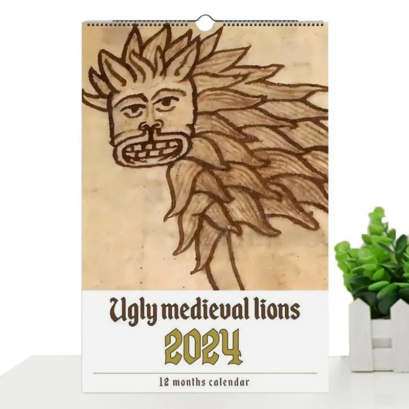 2024 Decorative Funny Prank Gift Wall Calendar With Lion Durable Daily Animal Calendar Thicken For School Lion