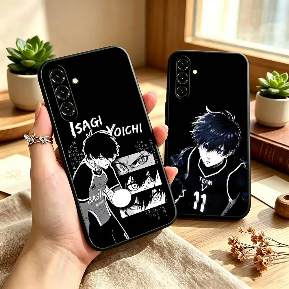 Blue Lock Yoichi Isagi Anime Cool Phone Case For Samsung Galaxy A73,A72,A71,A70,A53,A52,A51,Soft Silicone Black Cover