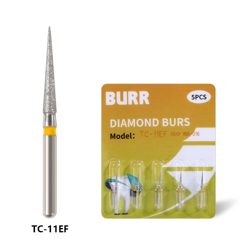 5Pcs/pack Dental Diamond Bur Drills for High Speed Handpiece Friction Grip FG1.6MM Polishing Dental Tools