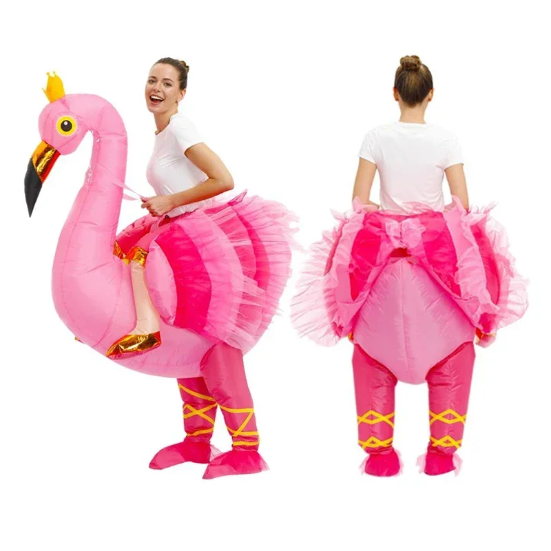 Disfraz inflable de flamenco para adultos, mascota de Anime, disfraces de juego Roly, Carnaval de Navidad, Halloween, Cosplay, trajes de vestir divertidos