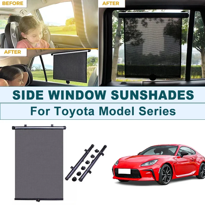 

2Pcs UV Protection Retractable Car Side Window Sun Shade Roller Blinds For Toyota Camry Corolla RAV4 Hilux Fortuner Yaris Land